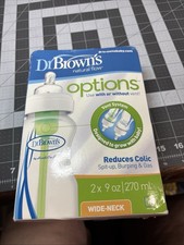 Dr. Brown's Options Wide-Neck Anti-Colic Glass Baby Bottle Set - 2 x 9 oz