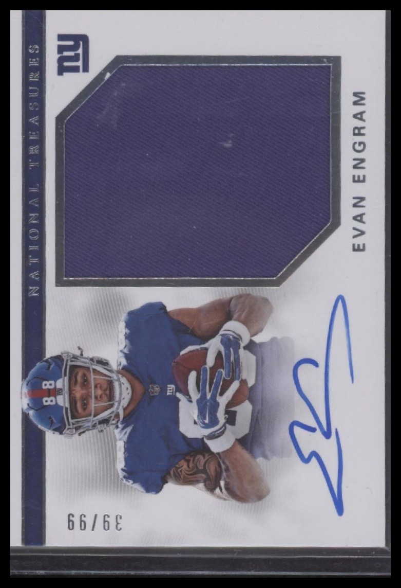 Evan Engram #EE Football Cards 2017 Panini National Treasures Rookie Material Signatures Rps trading card — raw and PSA graded price guide