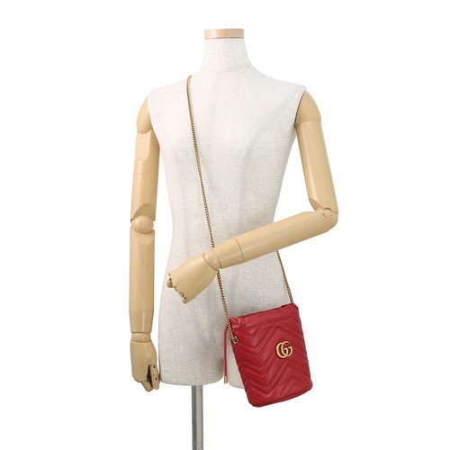 GUCCI GG Marmont Small Bucket Bag Leder Rot 575163 - Bild 4 von 16