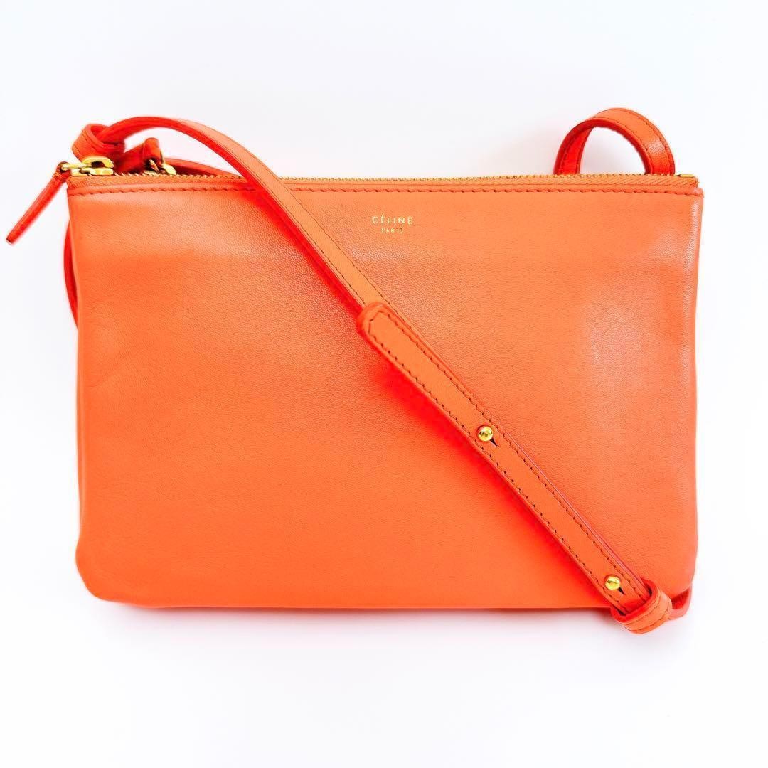 CELINE Trio Small Salmon Leather Shoulder Bag for Women