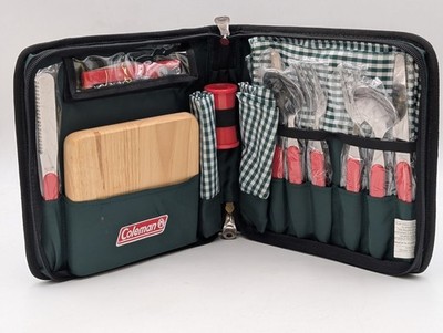 Coleman 16-Piece Picnic Tote Set for 2 Cutlery Place Setting for Camping Hiking