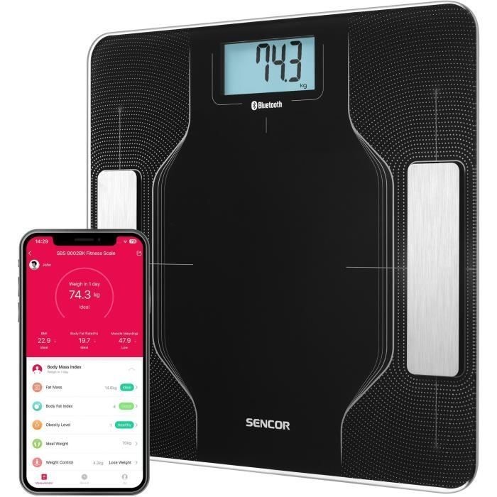 Pèse-personne connecté SENCOR noir pour le suivi de poids familial connecté