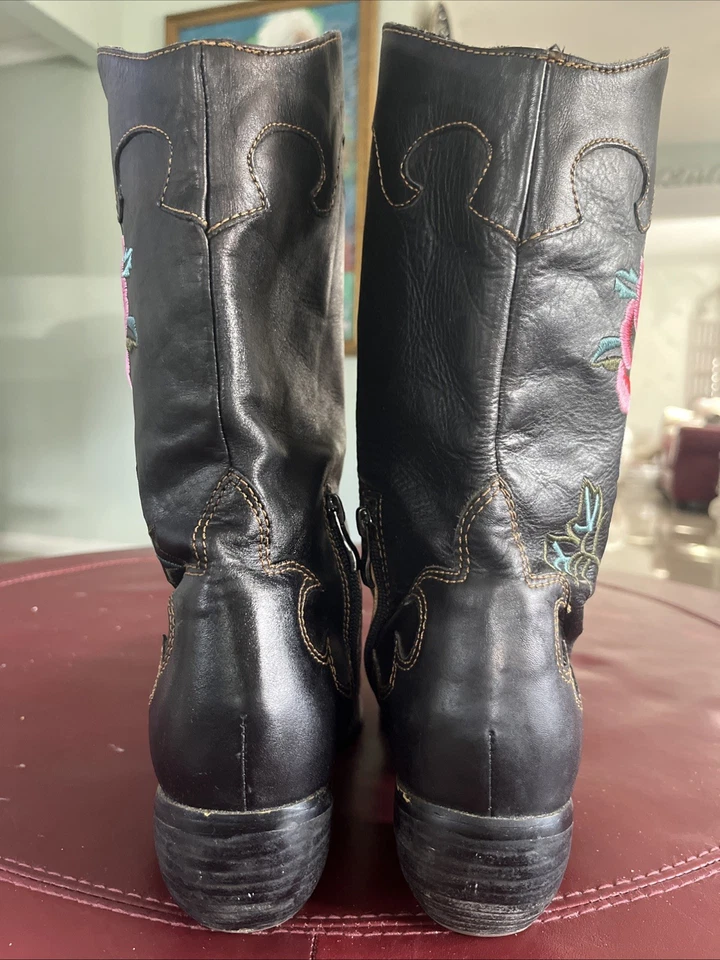 Bota Vaquera Western Cuero Bordada Talla 39 (8) Muy Buen Estado Foto 4 de 4