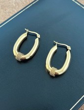 18kt Gold GF gefüllt massiv U Form Creolen Seil Kette Design Unikat aufklappbar