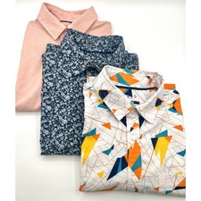 Apt 9 Slim Fit Untucked Shapes Floral AOP SS Men's Performance Shirt Large 0555