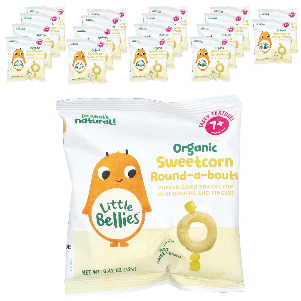 Organic Sweetcorn Round-A-Bouts, 7+ Months, 18 Bags, 0.42 oz (12 g) Each
