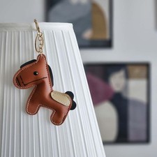 Horse Keychain Brown Zodiac Symbol 2026 Faux Leather Bag Charm Gift