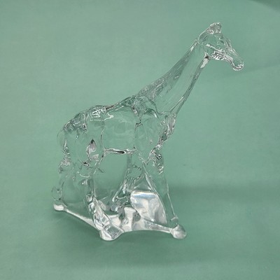 Art Glass Giraffe Figurine Clear Standing Sculpture Detailed Collectible Decor