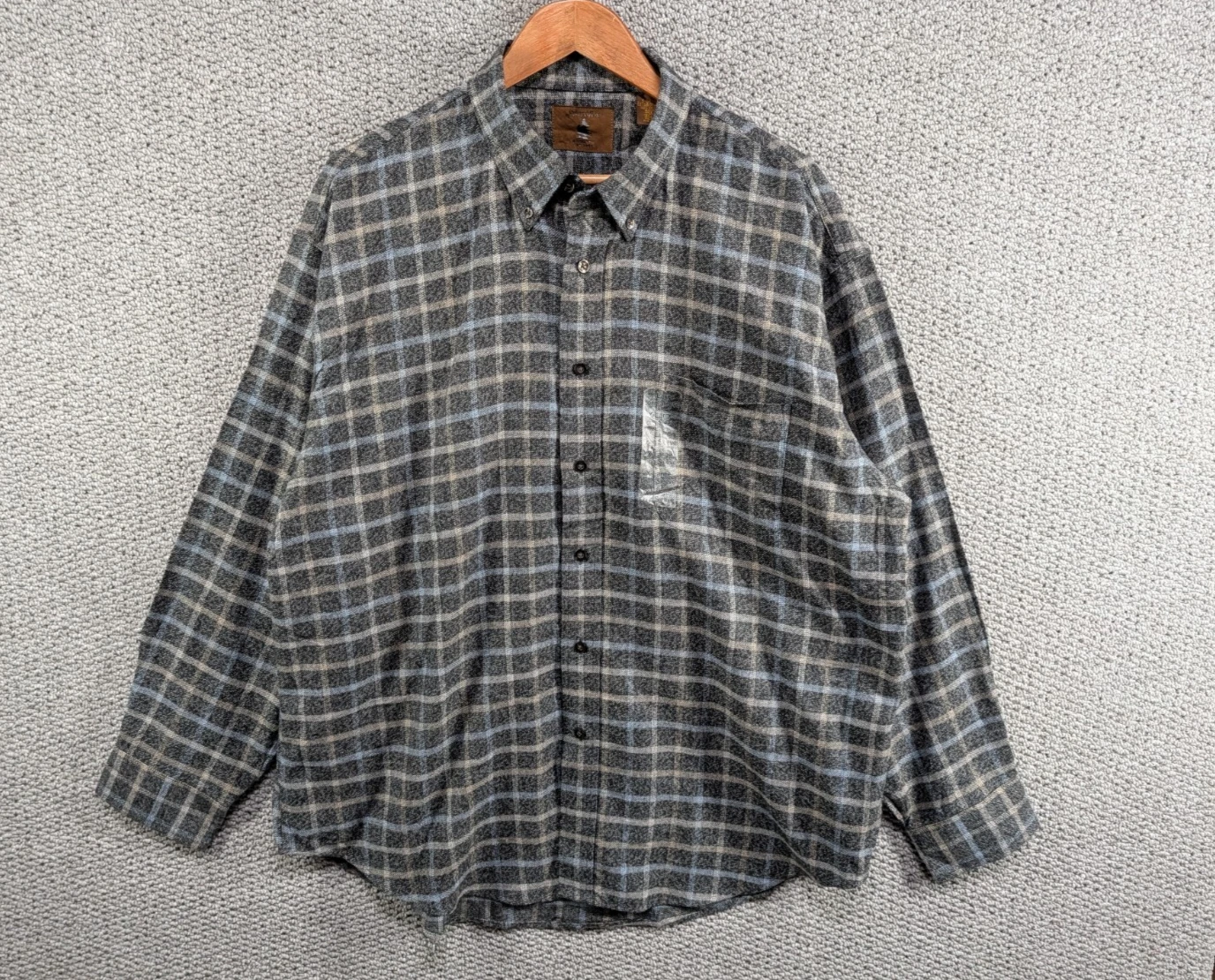 ST. JOHN'S BAY Outdoor Heather Grey Check Brushed Flannel Button Down Shirt XL
