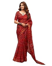 Women's Cotton Printed Saree With Unstitched Blouse Piece