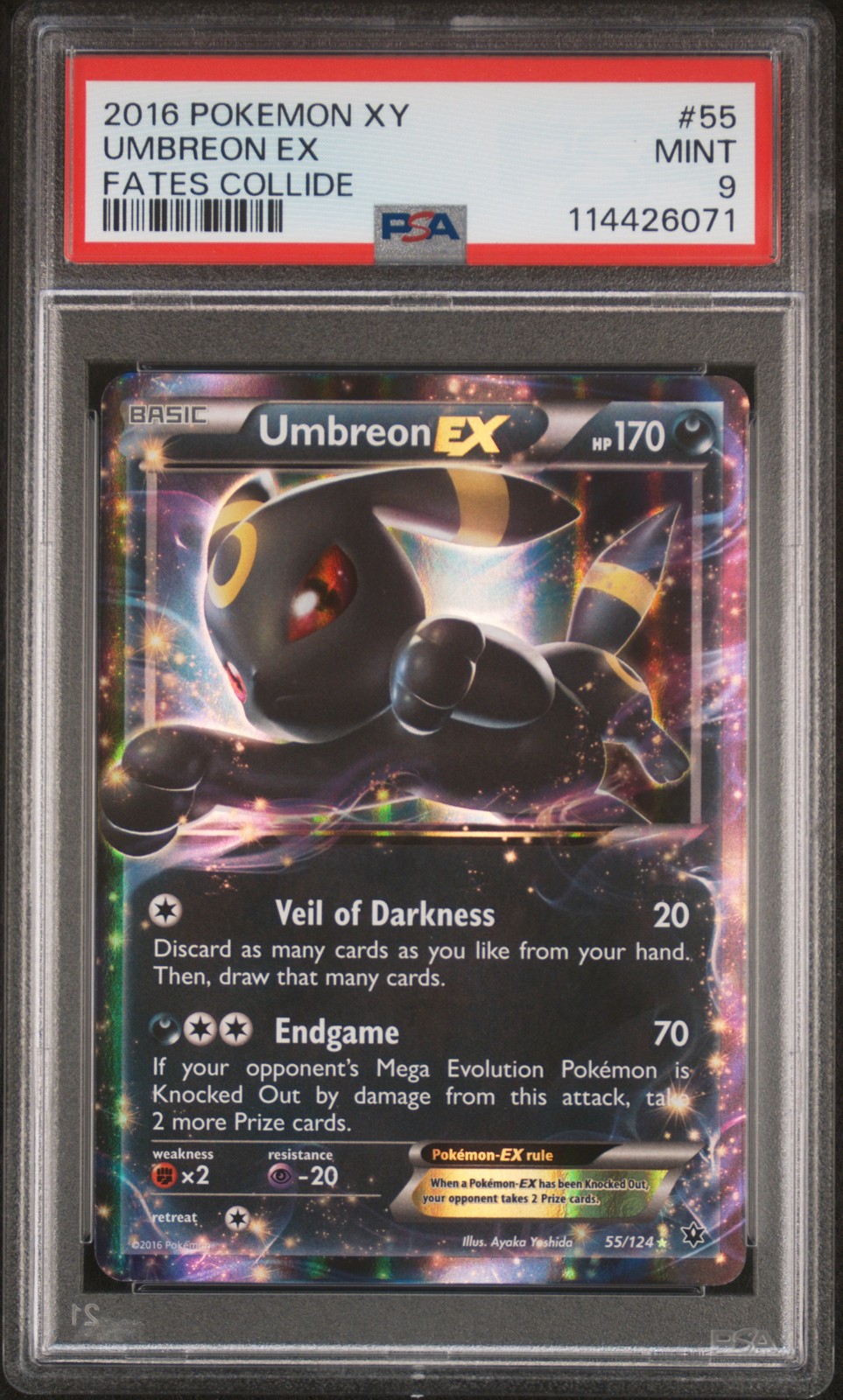 2016 POKEMON XY FATES COLLIDE #55 UMBREON EX PSA 9