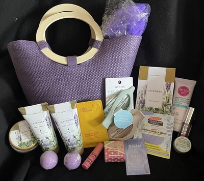 Beauty Variety Sampler Set Lot Included a Purple Bag Purse Hair Clips