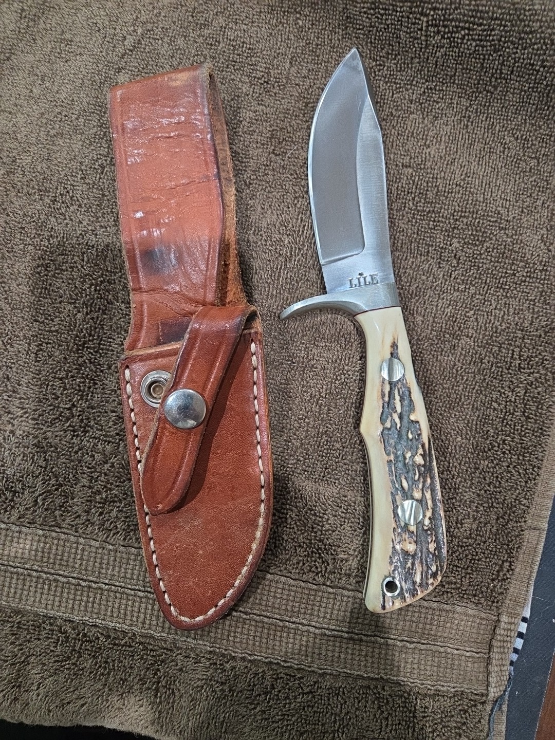 Jimmy Lile Custom Fixed Blade Hunter Knife With Dot Nice Handle