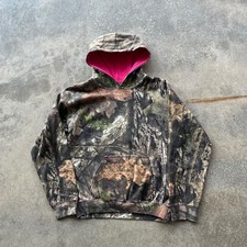 Mossy Oak Kids Camo Hoodie Pink Contrast Stitch Pullover Sweatshirt Size M 10/12