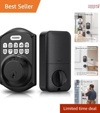 Keyless Door Lock Matte Black Smart Deadbolt with 20 User Codes Auto Lock