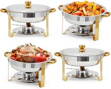 2/4/6 Pack 5 Qt Stainless Steel Chafing Dish Buffet Food Warmer Hot Set Catering