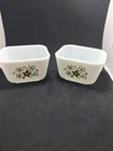Set of 2 Vintage Pyrex Spring Blossom Green Refrigerator Dishes 501-B No Lids