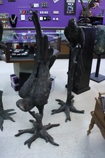 Pair of Monumental French Art Deco Bronze Parrots Sculptures Statues 55”H