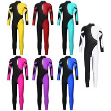 UK Girl's Gymnastics Leotard Long Sleeve Ballet Dance Unitard Jumpsuit Catsuit