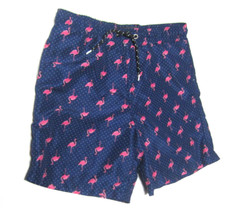 Surf Society Men's Medium Blue Board Shorts Swimwear Pink Flamingo Design