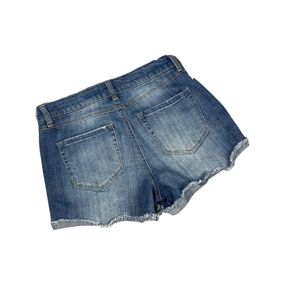 Vanilla Star Mid Rise Embroidered Jean Shorts 5 Boho - Image 2 of 4