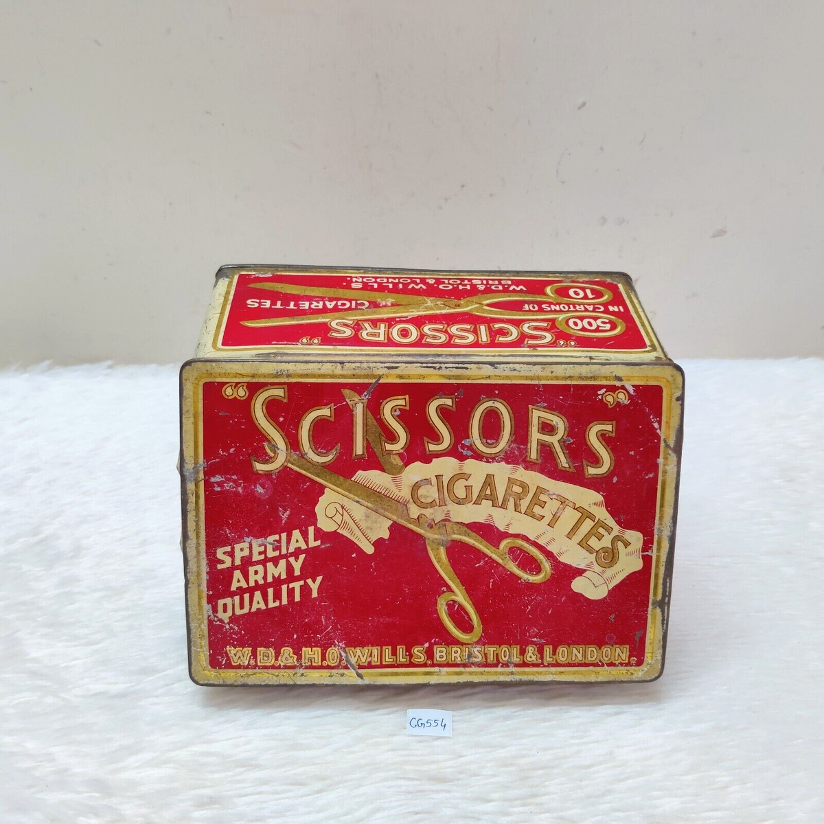 1930s Vintage Army Quality Scissors Cigarette Advertising Tin Box England  CG554