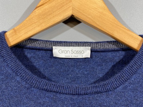 Maglione leggero GRAN SASSO uomo 100% lana Lana blu maglia italiana taglia M - Foto 13 di 15