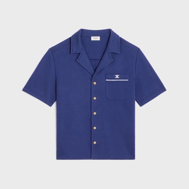 【CELINE】TRIOMPHE NAVY POLO●RY0CED06807MR NWT CELINE Navy Cotton Pique with Triomphe Embroidery Shirt