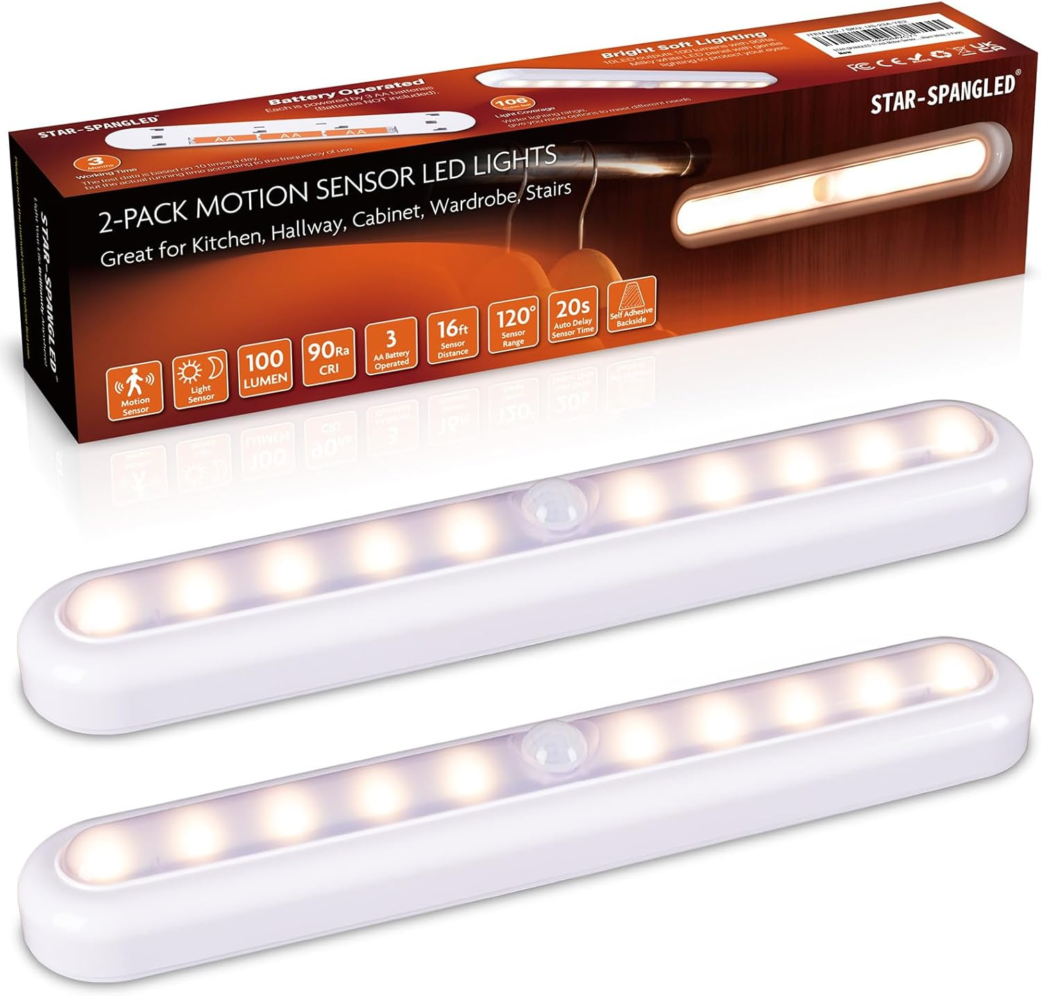 11 Inch Motion Sensor Lights Indoor, Stick on LED Light for Closet, Stairs, unde