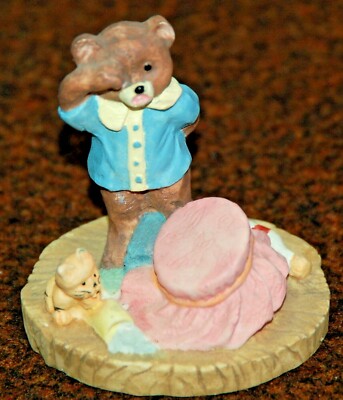 RESIN FIGURINE BEAR CRYING OVER SPILLED MILK 2 1/4''