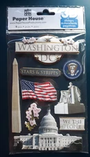 PAPER HOUSE 3D WASHINGTON D.C. STICKER SET~TRAVEL~ VACATION~ THE WHITE HOUSE