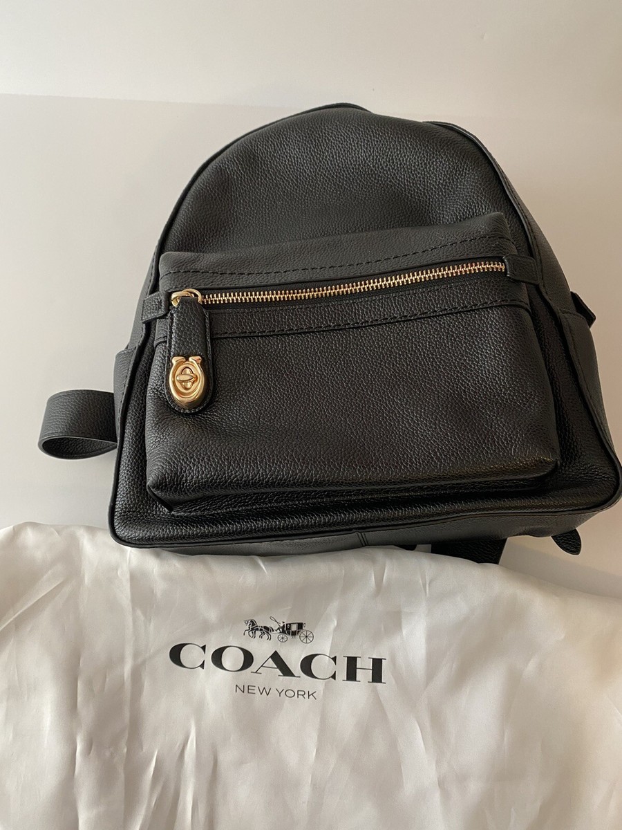 coach campus backpack in polished pebble leather Coach Black/Gold Campus Backpack Polished Pebble Leather