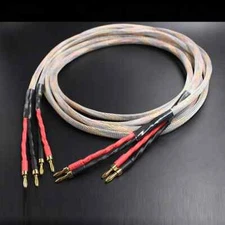 Pair Copper Interconnect Wire Gold Plated Banana Plugs HiFi Audio Speaker Cable 