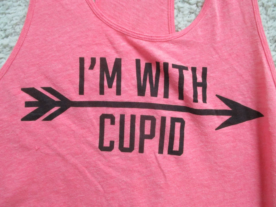 PINK Victorias Secret Tank Top Shirt Small Adult I'm With Cupid Sleeveless Women - Image 3 of 4