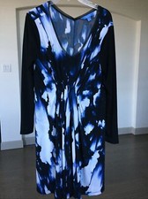 Simply Vera Wang LS V Neck Pleat Front Flowy Dress WM PXL NWT