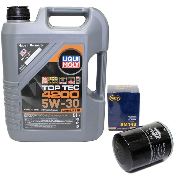 MotoröL Set 5W-30 5 Liter + ÖLfilter Sm 148 FüR Toyota Celica Avensis Corolla-image