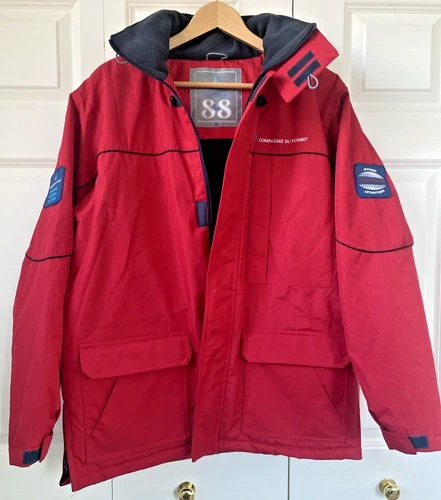 Compagnie Du Ponant 88 Parka Ski Jacket Coat Full Zip Men's M Red Hood image 13