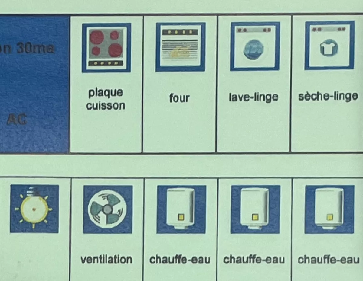 Symbole Chauffe Eau Sur Tableau Electrique Hager Étiquette de repérage Logo Symbole - Coffret Tableau Élec Legrand / Hager | eBay