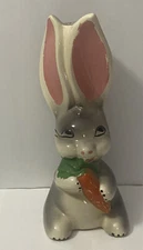 Antique Ceramic Hand Painted Rabbit With Carrot Lamp Base