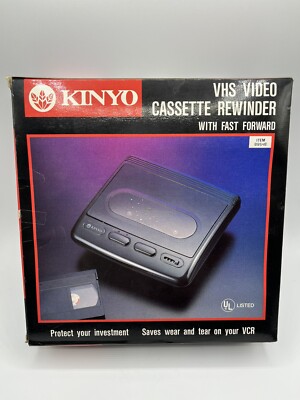 KINYO VHS Video Cassette Rewinder with Fast Forward VR-1601 Auto Start Open Box