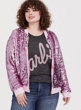 Torrid Barbie Pink Flip Sequin Bomber Jacket Size 6/6x Nwt