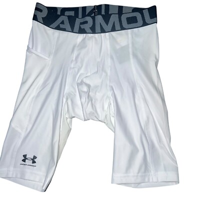 Under Armour 1361602 UA HeatGear Armour Compression Long Shorts, White ...