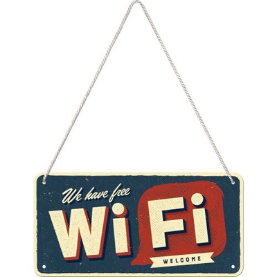 Nostalgic-Art - Free Wi-Fi - Hängeschild 10 x 20 cm, Retro Art Deko