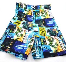 OP Ocean Pacific Shark Print Board Shorts Swim Trunks Lined Boys Youth XXL 2XG