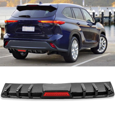 Rear Bumper Diffuser Lip Spoiler w/LED Tail Brake Light For Toyota Highlander
