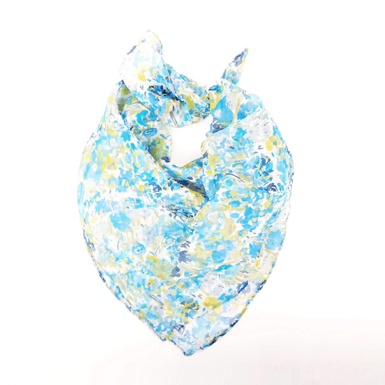 Foulard carré crêpe mousseline MARK ADAM NY foulard imprimé floral bleu Carré 21