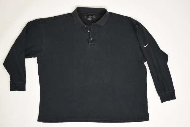 Nike Golf 2XL Long Sleeve Solid Pullover Black Cotton Casual Men Polo Shirt | eBay