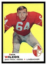 1969 TOPPS DAVE WILCOX #44 HOF SF 49ERS HIGHER HIGH GRADE NO CREASES