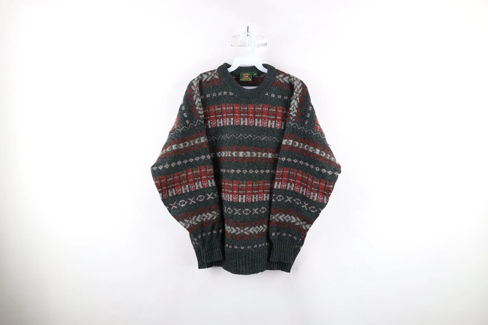 Vintage 90s Streetwear Mens Size Medium Rainbow Fair Isle Knit Crewneck Sweater