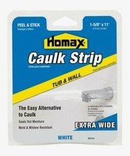Homax TUB  WALL Caulk Strips 1-5/8" x 11' White Peel  Stick Extra Wide 34040